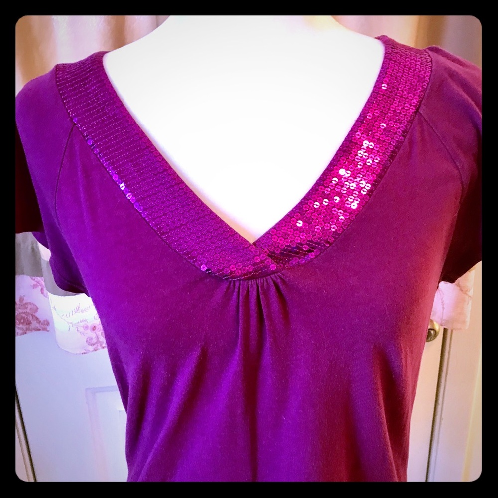 Apt. 9 purple V Neck with sequins